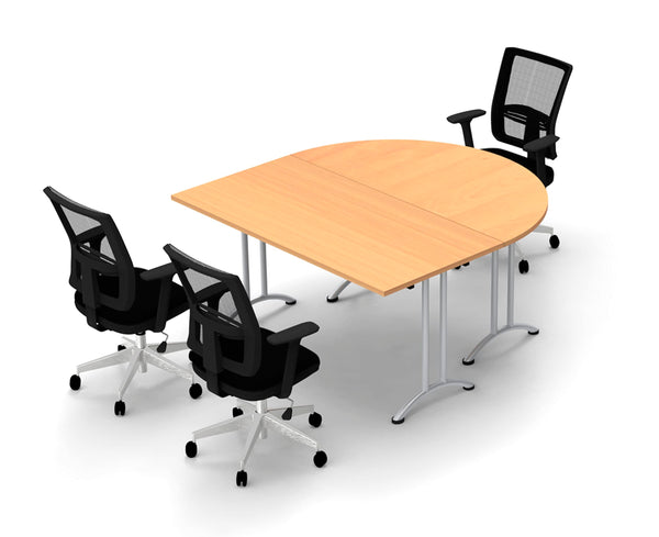 3 Person Tables Conference Meeting Seminar Training Tables & Chairs Set Includes Tables and Chairs Commercial Adjustable Manager Chairs (Chair Color Black/Table Color Beech) Model 9049 5 Piece Set