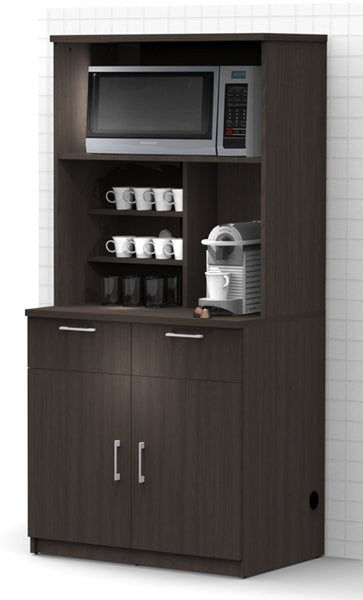 BREAKtime Kitchen Buffet Sideboard Coffee Break Lunch Staff Room Kitchenette Color Espresso – Factory Assembled, Complete Set Modular Furniture Items ONLY - Model 9008 2 pc 36 inch Width