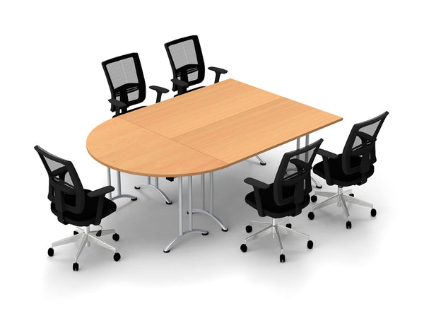 5 Person Tables Conference Meeting Seminar Training Tables & Chairs Set Includes Tables and Chairs Commercial Adjustable Manager Chairs (Chair Color Black/Table Color Beech) Model 9053 8 Piece Set