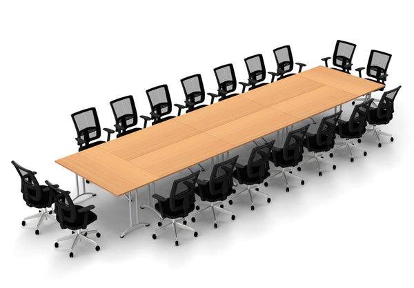 18 Person Tables Conference Meeting Seminar Training Tables & Chairs Set Includes Tables and Chairs Commercial Adjustable Manager Chairs (Chair Color Black/Table Color Beech) Model 9073 26 Piece Set