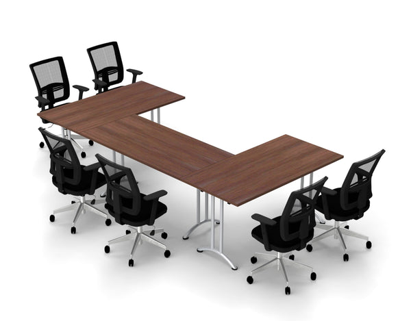 6 Person Tables Conference Meeting Seminar Training Tables & Chairs Set Includes Tables and Chairs Commercial Adjustable Manager Chairs (Chair Color Black/Table Color Java) Model 9056 9 Piece Set