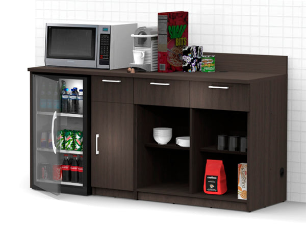 BREAKtime Kitchen Buffet Sideboard Coffee Break Lunch Staff Room Kitchenette Color Espresso – Factory Assembled, Complete Set Modular Furniture Items ONLY - Model 9022 2 pc 72 inch Width