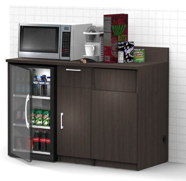 BREAKtime Kitchen Buffet Sideboard Coffee Break Lunch Staff Room Kitchenette Color Espresso – Factory Assembled, Complete Set Modular Furniture Items ONLY - Model 9015 2 pc 54 inch Width