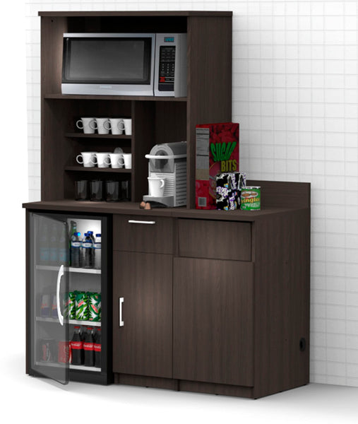 BREAKtime Kitchen Buffet Sideboard Coffee Break Lunch Staff Room Kitchenette Color Espresso – Factory Assembled, Complete Set Modular Furniture Items ONLY - Model 9017 3 pc 54 inch Width