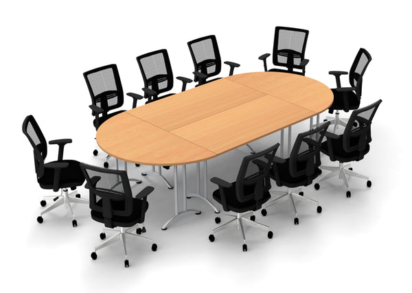 10 Person Tables Conference Meeting Seminar Training Tables & Chairs Set Includes Tables and Chairs Commercial Adjustable Manager Chairs (Chair Color Black/Table Color Beech) Model 9061 14 Piece Set