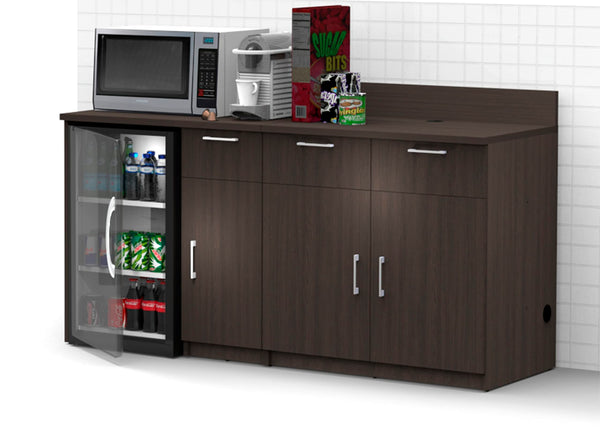 BREAKtime Kitchen Buffet Sideboard Coffee Break Lunch Staff Room Kitchenette Color Espresso – Factory Assembled, Complete Set Modular Furniture Items ONLY - Model 9020 2 pc 72 inch Width