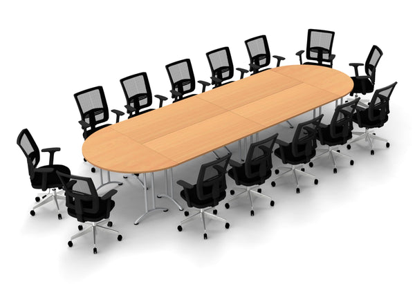 14 Person Tables Conference Meeting Seminar Training Tables & Chairs Set Includes Tables and Chairs Commercial Adjustable Manager Chairs (Chair Color Black/Table Color Beech) Model 9065 20 Piece Set