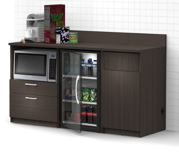 BREAKtime Kitchen Buffet Sideboard Coffee Break Lunch Staff Room Kitchenette Color Espresso – Factory Assembled, Complete Set Modular Furniture Items ONLY - Model 9012 2 pc 66 inch Width