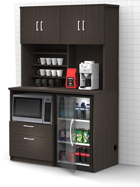 BREAKtime Kitchen Buffet Sideboard Coffee Break Lunch Staff Room Kitchenette Color Espresso – Factory Assembled, Complete Set Modular Furniture Items ONLY - Model 9011 2 pc 48 inch Width