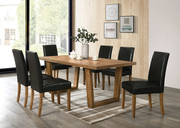 Dining Room Kitchen Table Chairs Set Model 9006 7pc Color Driftwood Complete Set 1 Table with 6 Chairs