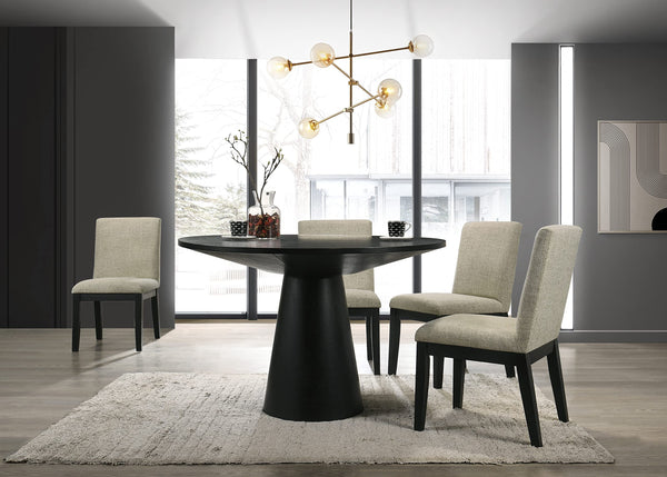 Dining Room Kitchen Table Chairs Set Model 9001 5pc Color Ebony Complete Set 1 Table with 4 Chairs